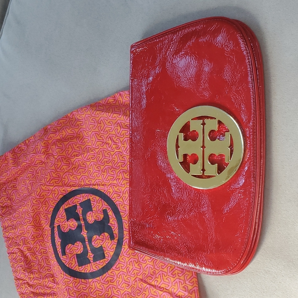 Tory Burch red clutch